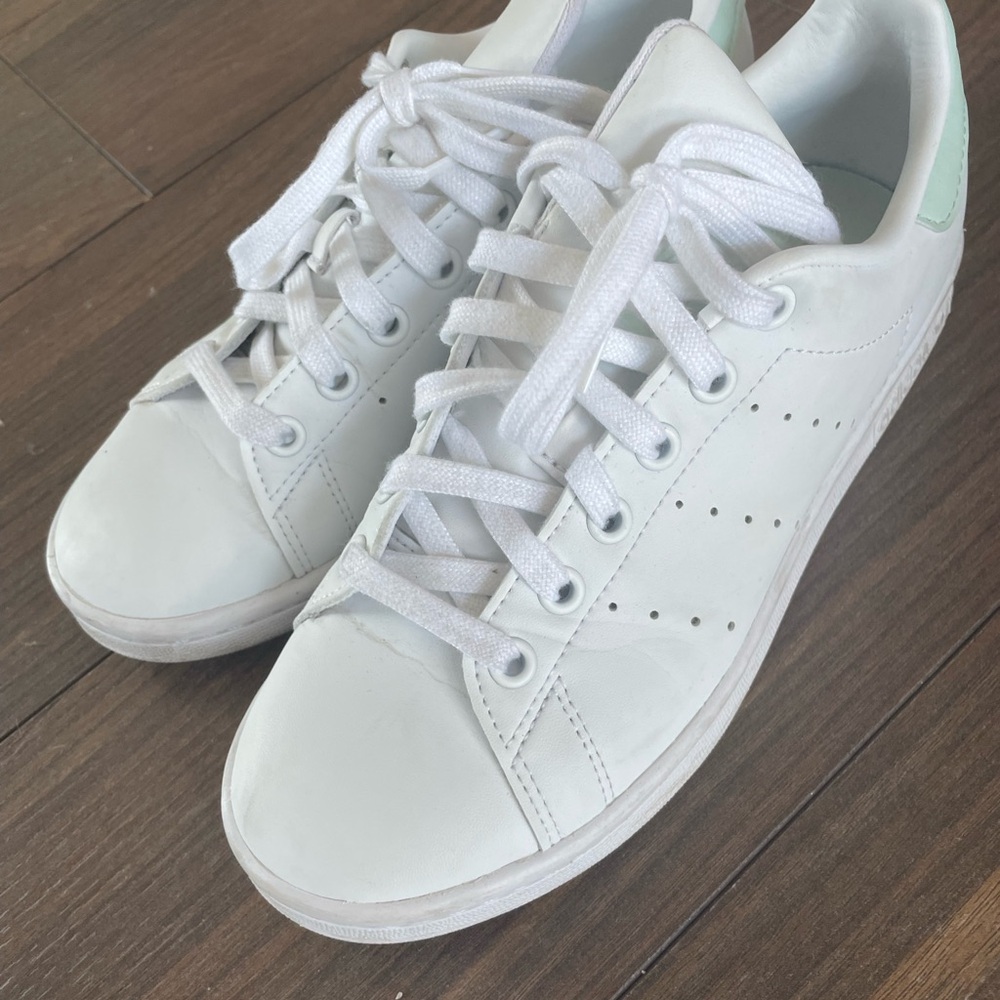 adidas White Sneakers with Mint Heel Tab - Women's